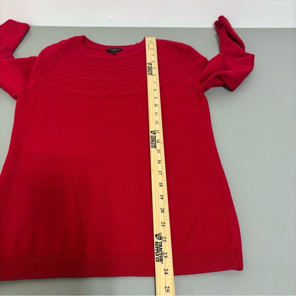 Talbots Petite Women's Red Sweater Medium Petite Mp 3D Knit Pullover Crewneck - Picture 7 of 7